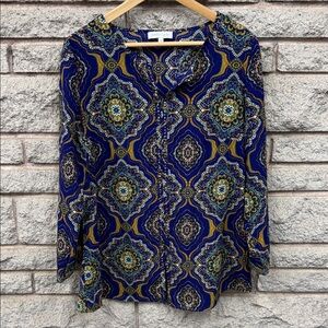 Vibrant Blue and Gold Women's Blouse